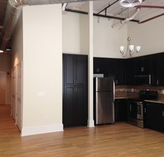 interior of the Broadway Lofts with spectacular kitchen